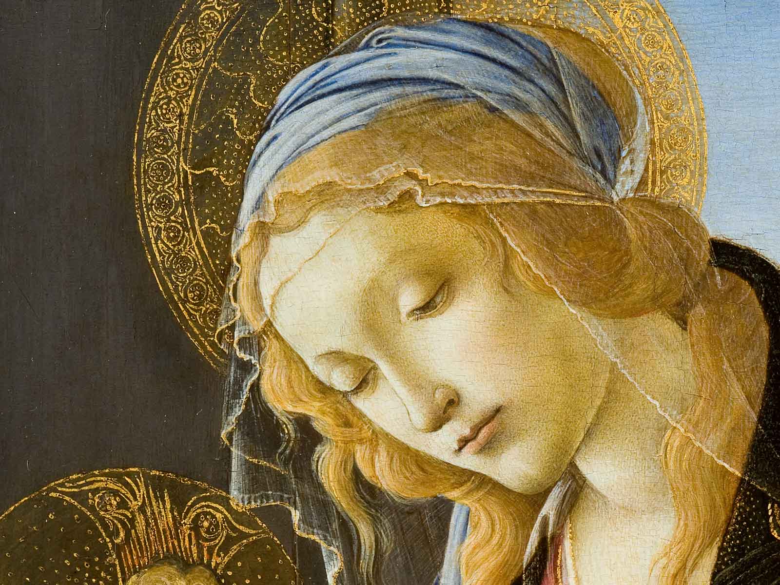 Dettaglio della Madonna con il bambino di Sandro Botticelli