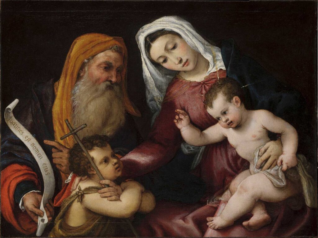 Madonna con il Bambino, san Giovanni Battista e san Zaccaria Lorenzo Lotto , 1546