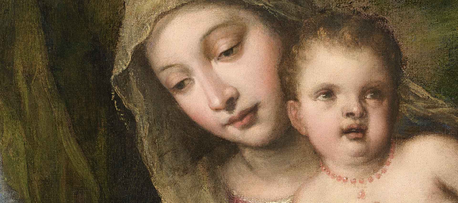 dettaglio della madonna con bambino di tiziano